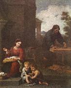 MURILLO, Bartolome Esteban Holy Family with the Infant St John dh oil painting on canvas